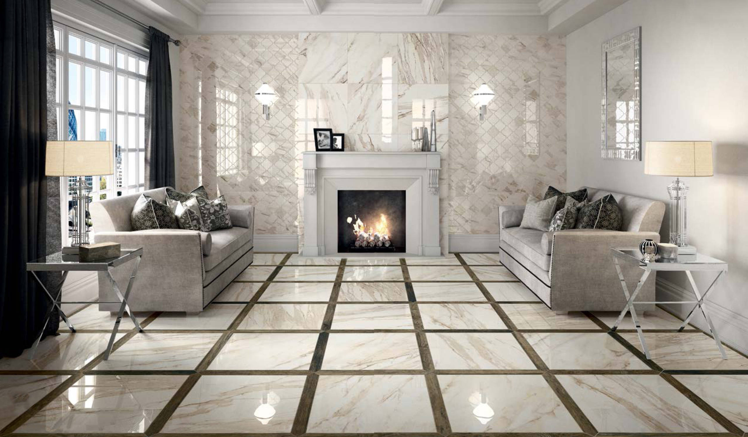 Living room floor tile visualizer concept